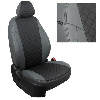 8 749 р. Чехлы на сиденья Ромб (раздел. 40/60 экокожа) Автопилот  Nissan Almera  G15 (2012-2019) седан (серый/черный)  с доставкой в г. Воронеж. Увеличить фотографию 2