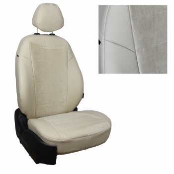 8 249 р. Чехлы на сиденья Алькантара (раздел. 40/60 экокожа) Автопилот Nissan Almera G15 седан (2012-2019) (бежевый)  с доставкой в г. Воронеж. Увеличить фотографию 2