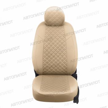 8 499 р. Чехлы на сиденья Алькантара ромб (раздел. 40/60 экокожа) Автопилот Nissan Almera G15 седан (2012-2019) (бежевый)  с доставкой в г. Воронеж. Увеличить фотографию 4