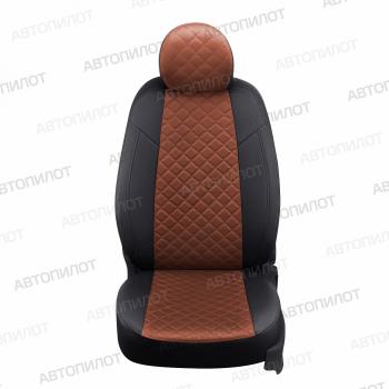 8 749 р. Чехлы на сиденья Ромб (раздел. 40/60 экокожа) Автопилот  Nissan Note  1 (2004-2013) E11 дорестайлинг, E11 рестайлинг (черный/коричневый)  с доставкой в г. Воронеж. Увеличить фотографию 3