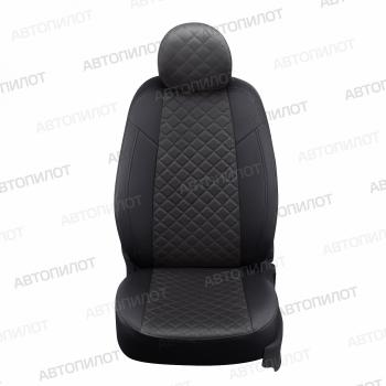 8 749 р.  Чехлы на сиденья Алькантара ромб (раздел. 40/60 без подушек безопасности экокожа) Автопилот  Nissan Terrano  D10 (2013-2022), Renault Duster  HS (2010-2015), Renault Sandero  (BS) (2009-2014) (черный/темно-серый)  с доставкой в г. Воронеж. Увеличить фотографию 4