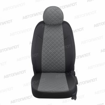 8 749 р. Чехлы на сиденья Ромб (к. Active раздел. расздел. 40/60 без подлокот. экокожа) Автопилот Skoda Karoq NU7 дорестайлинг (2017-2021) (черный/серый)  с доставкой в г. Воронеж. Увеличить фотографию 3