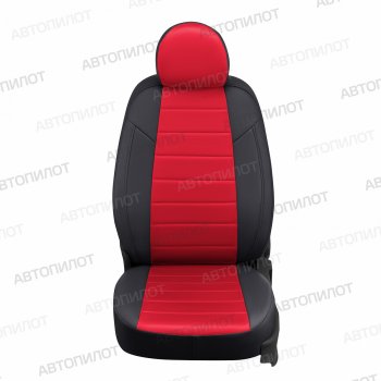 8 249 р. Чехлы на сиденья Алькантара (Sport раздел. 40/60 без зад. подлок. экокожа) Автопилот Skoda Rapid NH3 рестайлинг лифтбэк (2017-2020) (черный/красный)  с доставкой в г. Воронеж. Увеличить фотографию 2