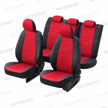 8 249 р. Чехлы на сиденья Алькантара (Sport раздел. 40/60 без зад. подлок. экокожа) Автопилот Skoda Rapid NH3 рестайлинг лифтбэк (2017-2020) (черный/красный)  с доставкой в г. Воронеж. Увеличить фотографию 5