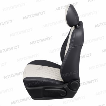 8 499 р. Чехлы на сиденья Ромб (Sport раздел. 40/60 без зад. подлок. экокожа) Автопилот Skoda Rapid NH3 рестайлинг лифтбэк (2017-2020) (черный/белый)  с доставкой в г. Воронеж. Увеличить фотографию 3