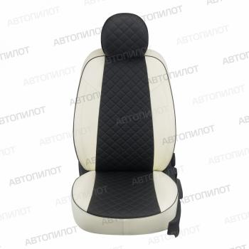 14 449 р. Чехлы на сиденья Ромб (к. Comfort Luxe экокожа) Автопилот  Уаз Патриот ( 23632,  3163 5 дв.) (2016-2025) 2-ой рестайлинг пикап, 2-ой рестайлинг (белый/черный)  с доставкой в г. Воронеж. Увеличить фотографию 3