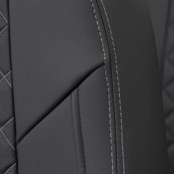 8 749 р. Чехлы на сиденья Ромб (к. Comfort Luxe экокожа) Автопилот  Уаз Патриот ( 23632,  3163 5 дв.) (2016-2025) 2-ой рестайлинг пикап, 2-ой рестайлинг (черный/строчка белая)  с доставкой в г. Воронеж. Увеличить фотографию 6