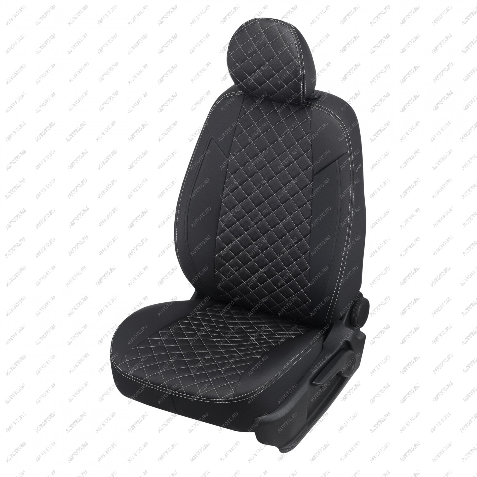8 749 р. Чехлы на сиденья Ромб (к. Comfort Luxe экокожа) Автопилот  Уаз Патриот ( 23632,  3163 5 дв.) (2016-2025) 2-ой рестайлинг пикап, 2-ой рестайлинг (черный/строчка белая)  с доставкой в г. Воронеж