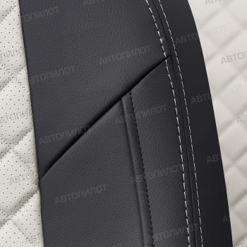 8 499 р. Чехлы на сиденья Ромб (к. Sport Line Comfort Line раздел. 40/60 + вырез под подлокот.+ надкрыльн. экокожа) Автопилот Volkswagen Passat B6 седан (2005-2011) (черный/белый)  с доставкой в г. Воронеж. Увеличить фотографию 6