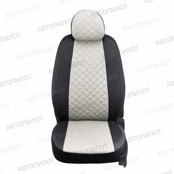 8 499 р. Чехлы на сиденья Ромб (к. Sport Line Comfort Line раздел. 40/60 + вырез под подлокот.+ надкрыльн. экокожа) Автопилот Volkswagen Passat B6 седан (2005-2011) (черный/белый)  с доставкой в г. Воронеж. Увеличить фотографию 3