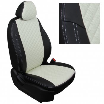 8 499 р. Чехлы на сиденья Ромб (к. Sport Line Comfort Line раздел. 40/60 + вырез под подлокот.+ надкрыльн. экокожа) Автопилот Volkswagen Passat B6 седан (2005-2011) (черный/белый)  с доставкой в г. Воронеж. Увеличить фотографию 2