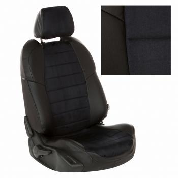 13 849 р. Чехлы на сиденья Алькантара (к. Comfort Line раздел. 40/60 + вырез под подлокот. экокожа) Автопилот  Volkswagen Passat ( B8,  B8.5) (2015-2025) универсал дорестайлинг, универсал рестайлинг (черный)  с доставкой в г. Воронеж. Увеличить фотографию 2
