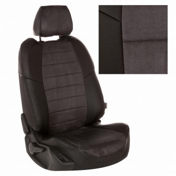 13 849 р. Чехлы на сиденья Алькантара (к. Comfort Line раздел. 40/60 + вырез под подлокот. экокожа) Автопилот  Volkswagen Passat ( B8,  B8.5) (2015-2025) универсал дорестайлинг, универсал рестайлинг (черный/темно-серый)  с доставкой в г. Воронеж. Увеличить фотографию 2