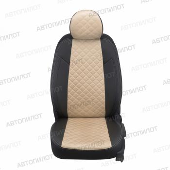 8 749 р.  Чехлы на сиденья Алькантара ромб (сплошной экокожа) Автопилот  Volkswagen Polo  5 (2009-2020) седан дорестайлинг, седан рестайлинг (черный/бежевый)  с доставкой в г. Воронеж. Увеличить фотографию 3