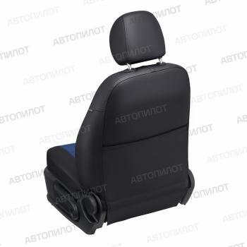 13 649 р. Чехлы на сиденья Экокожа (раздел. 40/20/40 экокожа) Автопилот Volkswagen Touareg NF рестайлинг (2014-2018) (черный/синий)  с доставкой в г. Воронеж. Увеличить фотографию 6