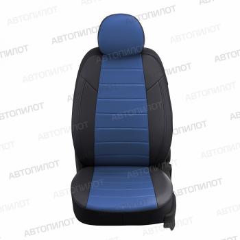 13 649 р. Чехлы на сиденья Экокожа (раздел. 40/20/40 экокожа) Автопилот Volkswagen Touareg NF рестайлинг (2014-2018) (черный/синий)  с доставкой в г. Воронеж. Увеличить фотографию 4