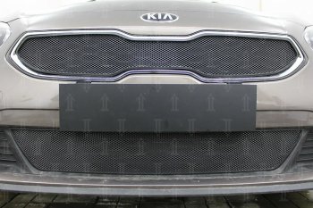 2 999 р. Защитная сетка в бампер (низ, ячейка 3х7 мм) Alfeco Стандарт KIA Ceed 3 CD универсал (2018-2025) (Чёрная)  с доставкой в г. Воронеж. Увеличить фотографию 2