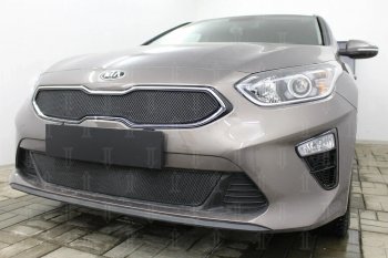 2 999 р. Защитная сетка в бампер (низ, ячейка 3х7 мм) Alfeco Стандарт KIA Ceed 3 CD универсал (2018-2025) (Чёрная)  с доставкой в г. Воронеж. Увеличить фотографию 4