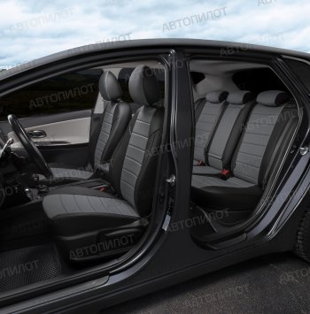 8 399 р. Чехлы сидений (экокожа, 5 мест) Автопилот  Chery Tiggo 8 PRO (2021-2025) (черный/серый)  с доставкой в г. Воронеж. Увеличить фотографию 6