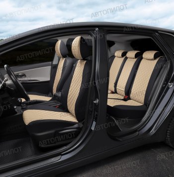 14 449 р. Чехлы сидений Ромб (5 мест экокожа) Автопилот  Chery Tiggo 8 PRO (2021-2025) (черный/бежевый)  с доставкой в г. Воронеж. Увеличить фотографию 5