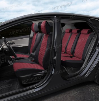 14 449 р. Чехлы сидений Ромб (5 мест экокожа) Автопилот  Chery Tiggo 8 PRO (2021-2025) (черный/бордовый)  с доставкой в г. Воронеж. Увеличить фотографию 5
