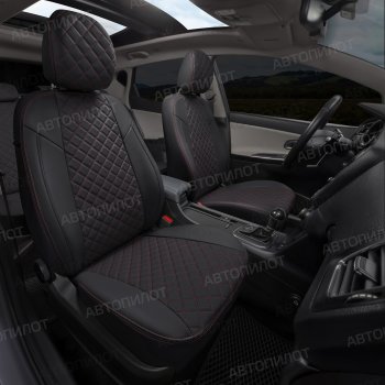 8 749 р. Чехлы сидений Ромб (5 мест Экокожа) Автопилот   Chery Tiggo 8 PRO (2021-2025) (черный/красная строчка)  с доставкой в г. Воронеж. Увеличить фотографию 6
