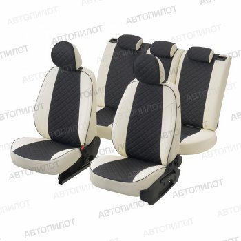 14 449 р. Чехлы сидений Ромб (5 мест экокожа) Автопилот   Chery Tiggo 8 PRO (2021-2025) (белый/черный)  с доставкой в г. Воронеж. Увеличить фотографию 5