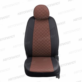 14 249 р. Чехлы сидений (экокожа, 40/60) Автопилот Ромб Volkswagen Polo 9N1 хэтчбэк 5 дв. дорестайлинг (2001-2005) (черный/темно-коричневый)  с доставкой в г. Воронеж. Увеличить фотографию 2