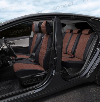 14 249 р. Чехлы сидений (экокожа, 40/60) Автопилот Ромб Volkswagen Polo 9N1 хэтчбэк 5 дв. дорестайлинг (2001-2005) (черный/темно-коричневый)  с доставкой в г. Воронеж. Увеличить фотографию 6