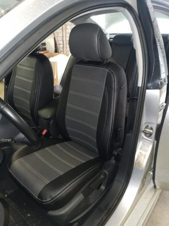 5 999 р. Чехлы на сиденье Экокожа (экокожа) Seintex  Volkswagen Jetta  A6 (2011-2015) седан дорестайлинг (черный/серый)  с доставкой в г. Воронеж. Увеличить фотографию 2