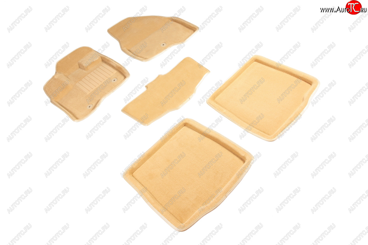 7 649 р. Комплект ковриков салона (ворсовые, 3D) SEINTEX  Ford Explorer  U502 (2015-2018) 1-ый рестайлинг, 5 дв. (Бежевый)  с доставкой в г. Воронеж