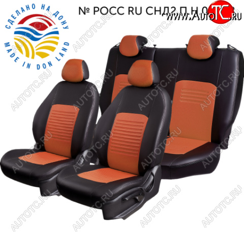 6 599 р. Комплект чехлов сидений ( Экокожа ИЛАНА+ОРЕГОН)  Chevrolet Aveo ( T200,  T250) (2002-2011) хэтчбек 5 дв, седан, седан рестайлинг, хэтчбек 5 дв рестайлинг (Черный+коричневый)  с доставкой в г. Воронеж