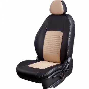 Комплект чехлов для сидений, (РЗСиС 60/40 Илана+Орегон) ТУРИН Lord Autofashion Chevrolet Niva 2123 дорестайлинг (2002-2008) (черный, вставка бежевая, строчка бежевая)