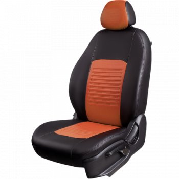 Комплект чехлов для сидений (РЗСиС 60/40 Илана+Орегон) ТУРИН Lord Autofashion Chevrolet Niva 2123 дорестайлинг (2002-2008) (черный, вставка коричневая/беж, строчка черная )