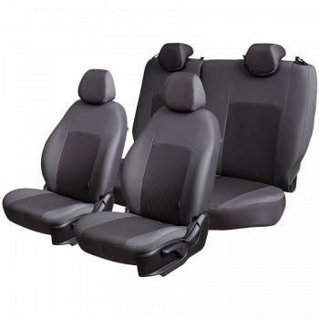 6 799 р. Комплект чехлов для сидений (ЦЗС 2П+1Г Жаккард) Дублин Lord Autofashion Volkswagen Polo 5 седан дорестайлинг (2009-2015) (серый, вставка Стежок серая)  с доставкой в г. Воронеж. Увеличить фотографию 2