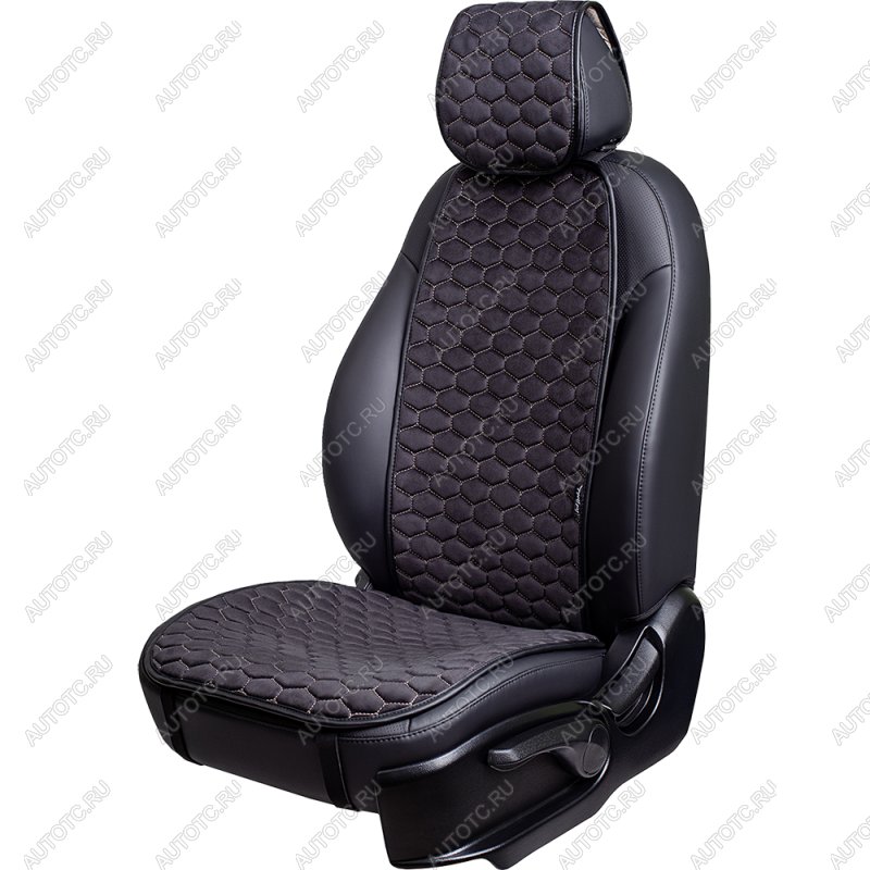 1 759 р. Накидка на сиденье (1 место Афины) МОНРО ст СОТА Lord Autofashion   (черный, строчка бежевая)  с доставкой в г. Воронеж