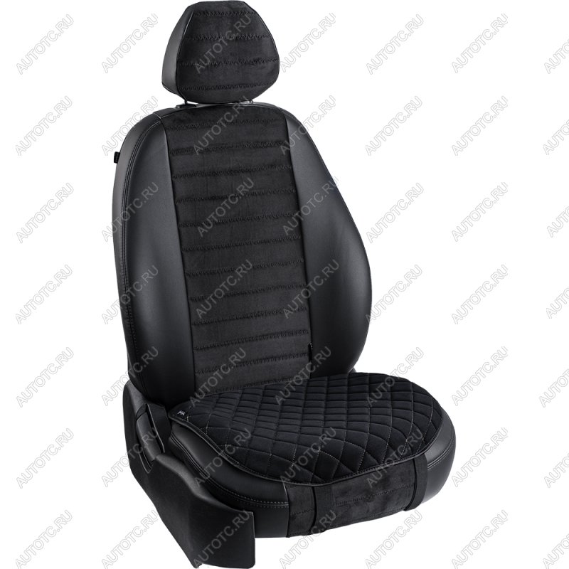 829 р. Подушка-комфорт ст РОМБ (Софа) Lord Autofashion   (черный, строчка бежевая)  с доставкой в г. Воронеж