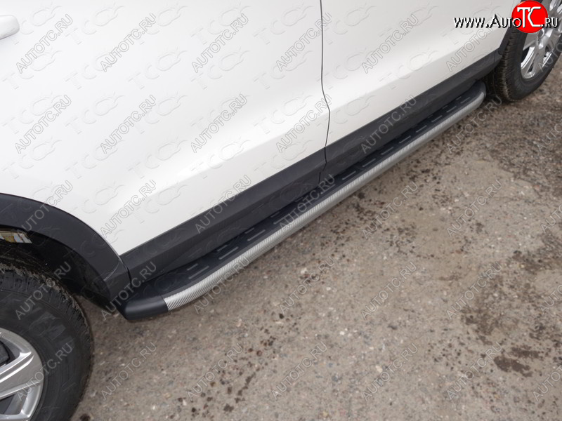 21 999 р. Пороги алюминиевые с пластиковой накладкой ТСС Тюнинг  Audi Q3  8U (2011-2015) дорестайлинг (карбон серый)  с доставкой в г. Воронеж
