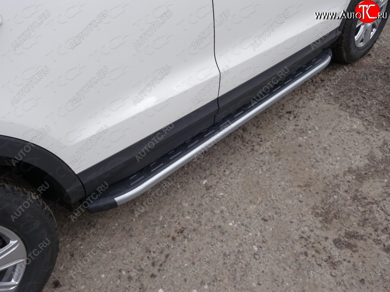 21 999 р. Пороги алюминиевые с пластиковой накладкой ТСС Тюнинг  Audi Q3  8U (2011-2015) дорестайлинг (карбон серебро)  с доставкой в г. Воронеж