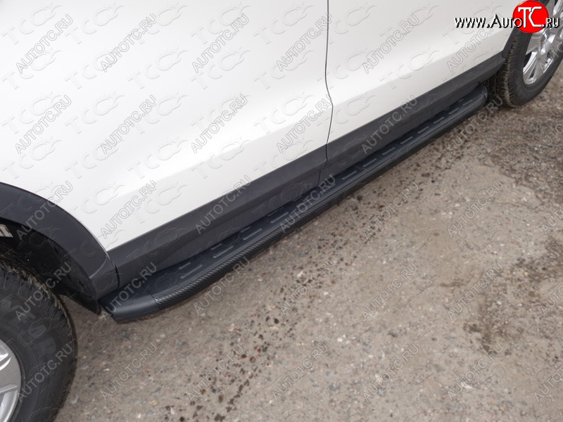 21 999 р. Пороги алюминиевые с пластиковой накладкой ТСС Тюнинг  Audi Q3  8U (2011-2015) дорестайлинг (карбон черный)  с доставкой в г. Воронеж