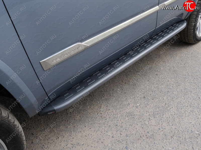 21 999 р. Пороги алюминиевые с пластиковой накладкой ТСС Тюнинг  Cadillac Escalade  GMTK2 джип 5 дв. (2015-2020) короткая база (карбон черный)  с доставкой в г. Воронеж
