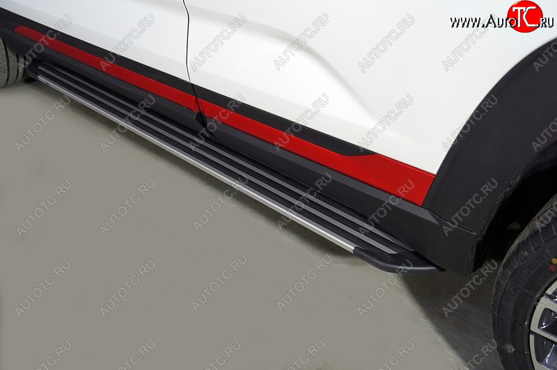 20 599 р. Пороги алюминиевые Slim Line ТСС Тюнинг  Changan CS35 Plus (2018-2025) дорестайлинг, рестайлинг (Silver)  с доставкой в г. Воронеж