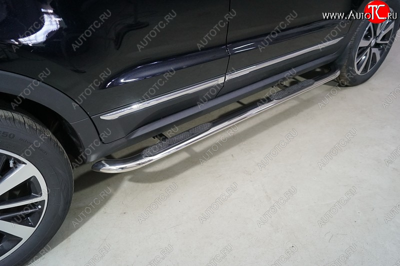 34 749 р. Пороги овальные гнутые с накладкой 75х42 мм ТСС Тюнинг Changan CS55 рестайлинг (2018-2025) (серые)  с доставкой в г. Воронеж