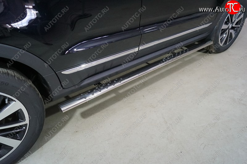 33 749 р. Пороги овальные с проступью 75х42 мм ТСС Тюнинг Changan CS55 Plus (2021-2025) (серые)  с доставкой в г. Воронеж