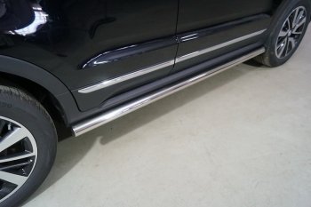 Защита порогов труба d60,3 мм ТСС Тюнинг Changan CS55 дорестайлинг (2017-2018) (серые)