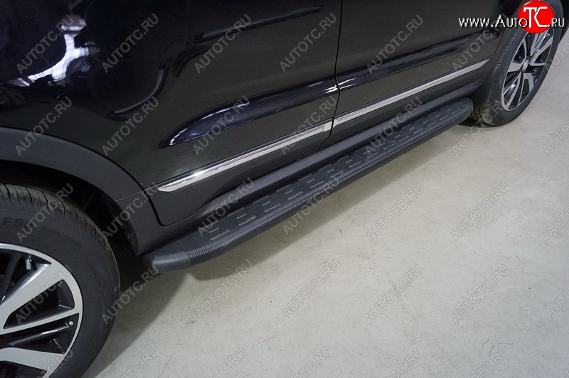 21 999 р. Пороги алюминиевые с пластиковой накладкой ТСС Тюнинг  Changan CS55 (2017-2025) дорестайлинг, рестайлинг (карбон черные)  с доставкой в г. Воронеж