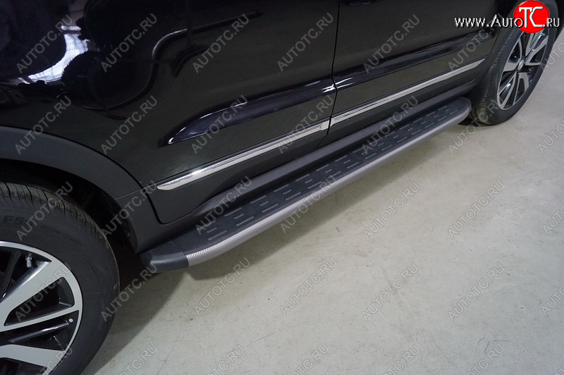21 999 р. Пороги алюминиевые с пластиковой накладкой, ТСС Тюнинг  Changan CS55 (2017-2025) дорестайлинг, рестайлинг (карбон серые)  с доставкой в г. Воронеж
