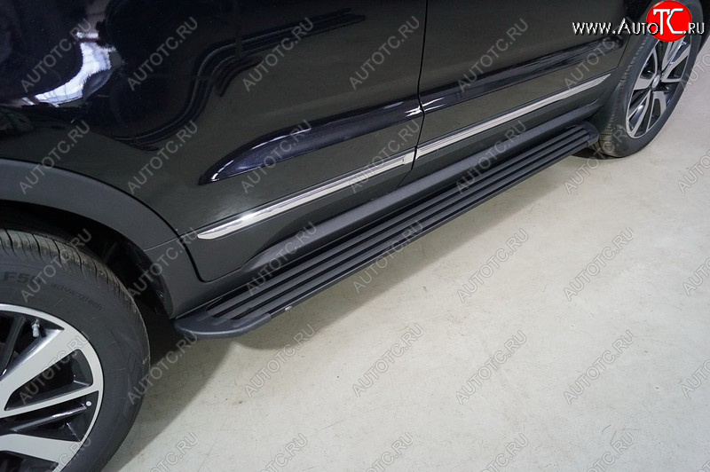 21 999 р. Пороги алюминиевые Slim Line ТСС Тюнинг  Changan CS55 (2017-2025) дорестайлинг, рестайлинг (Black)  с доставкой в г. Воронеж