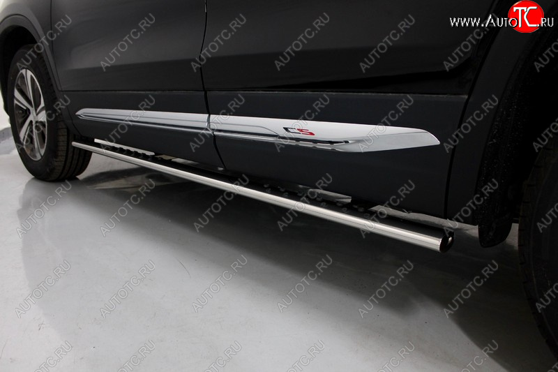 36 899 р. Пороги овальные с проступью 75х42 мм ТСС Тюнинг  Changan CS75 (2018-2022) 1-ый рестайлинг (серые)  с доставкой в г. Воронеж