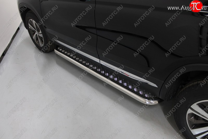 41 849 р. Пороги с площадкой 60,3 мм ТСС Тюнинг Changan CS75 1-ый рестайлинг (2018-2022) (серые)  с доставкой в г. Воронеж
